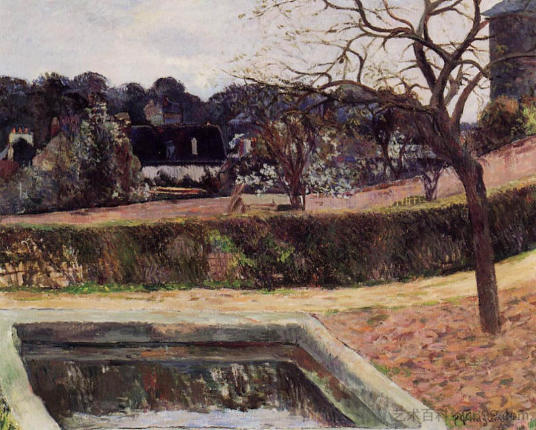 方形池塘 The square pond (1884)，保罗·高更