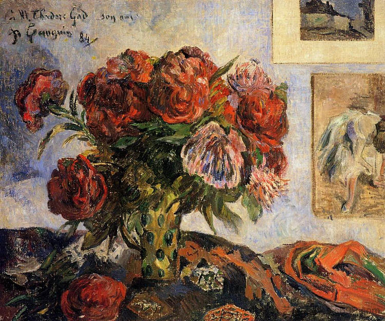 牡丹花瓶 The vase of peonies (1884; France ),保罗·高更