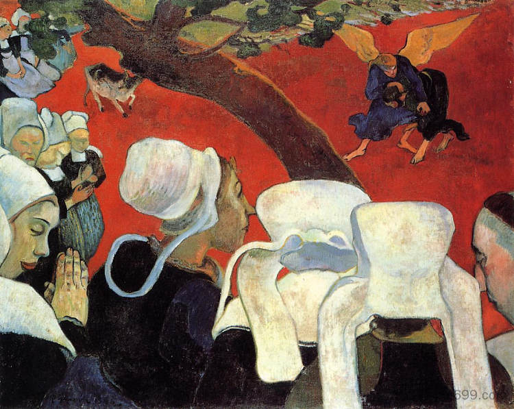 讲道后的异象(雅各与天使摔跤) The Vision after the Sermon (Jacob wrestling with the Angel) (1888; Pont-aven,France ),保罗·高更