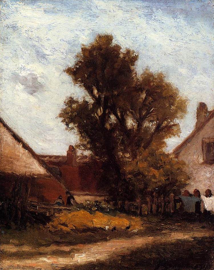 农场院子里的树 Tree in the farm yard (1874; France  )，保罗·高更