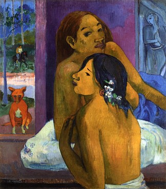 两个女人（花发） Two women (Flowered hair) (1902; French Polynesia                     )，保罗·高更