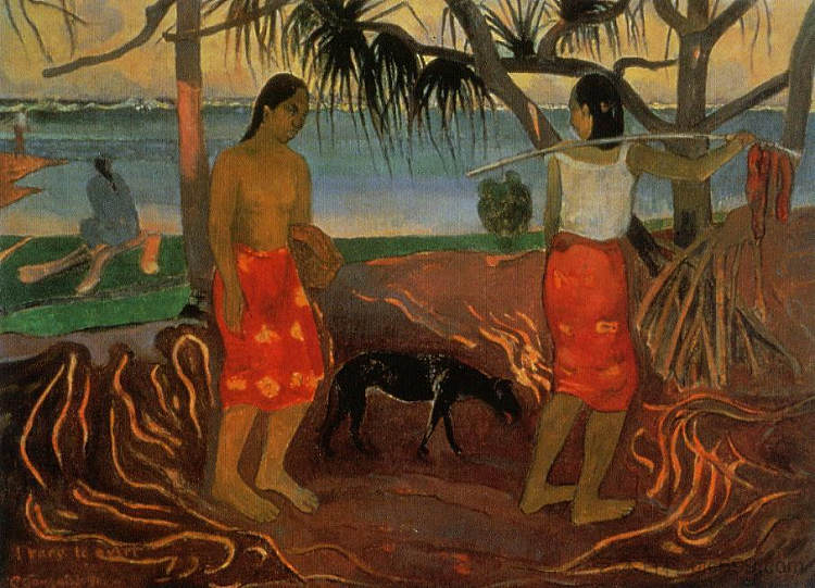 露兜树下 Under the Pandanus (1891; French Polynesia  )，保罗·高更