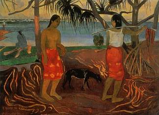 露兜树下 Under the Pandanus (1891; French Polynesia                     )，保罗·高更