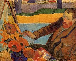 梵高画向日葵 Van Gogh Painting Sunflowers (1888)，保罗·高更
