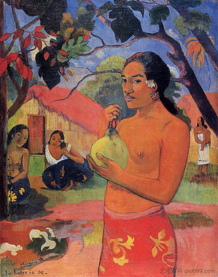 拿着水果的女人 Woman Holding a Fruit (1893; French Polynesia  )，保罗·高更