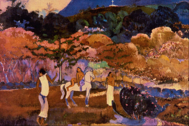 女人和白马 Women and white horse (1903; French Polynesia ),保罗·高更