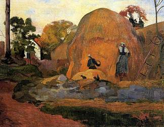 黄色干草堆（金色丰收） Yellow Haystacks (Golden Harvest) (1889; France                     )，保罗·高更