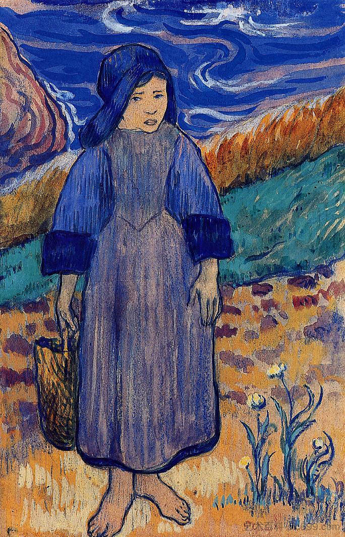 海边年轻的布列塔尼 Young breton by the sea (1889; Pont-aven,France ),保罗·高更