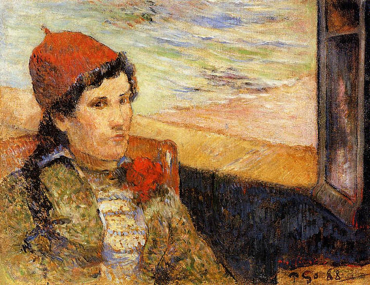 窗前的年轻女子 Young woman at the window (1888; France  )，保罗·高更