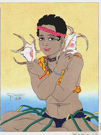 巴西利奥，塞班岛特纳特贝壳的小男孩。娜塔莉 Basilio, Jeune Garcon de Saipan Tenat Des Coquillages. Marianes (1934)，保罗贾克勒