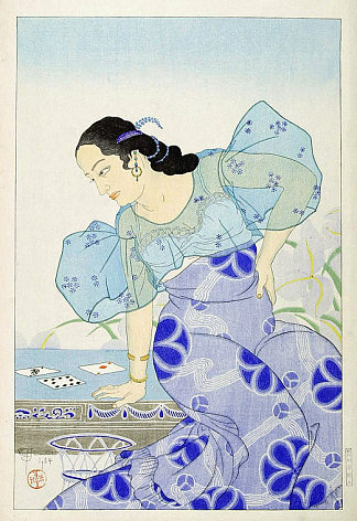 查莫罗女人的肖像 – 蓝色 Portrait of a Chamorro Woman – Blue (1934)，保罗贾克勒