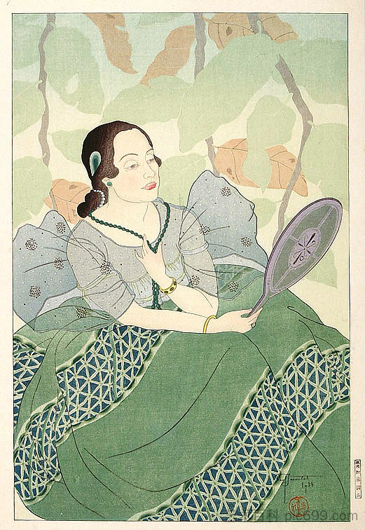 查莫罗女人的肖像 - 绿色 Portrait of a Chamorro Woman - Green (1934),保罗贾克勒