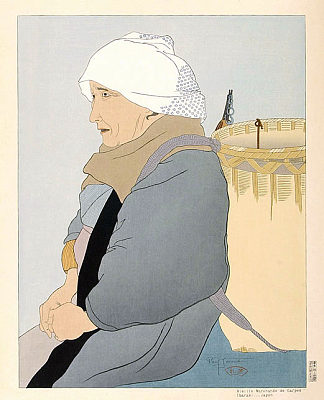老鲤鱼商人。茨城县， 日本 Vielle Marchande De Carpes. Ibaraki, Japon (1934)，保罗贾克勒