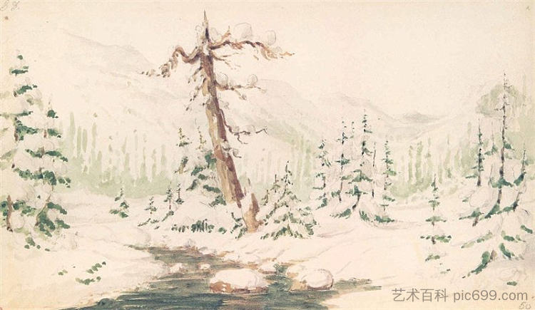 落基山脉的冬季风光 A Winter Scene in the Rockies (1846)，费奥多尔·索伦采夫