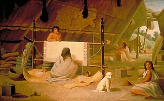 克拉勒姆妇女编织毯子 Clallum Women weaving up an blanket，费奥多尔·索伦采夫