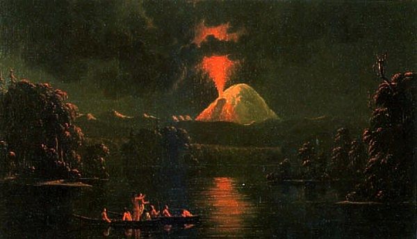 圣海伦斯山在夜间喷发 Mount St Helens erupting at night，费奥多尔·索伦采夫