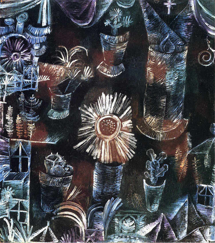 静物与蓟花盛开 Still Life with Thistle Bloom (1919)，保罗·克利