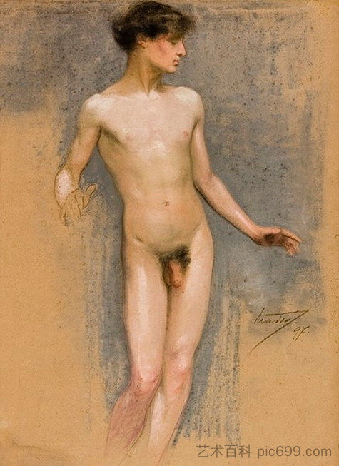 男性裸体 Male nude (1897)，保罗马蒂奥波洛斯