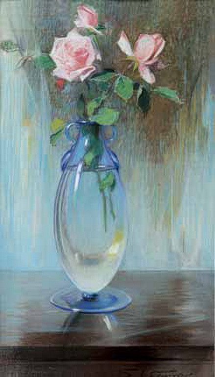 花瓶与玫瑰 Vase with roses，保罗马蒂奥波洛斯