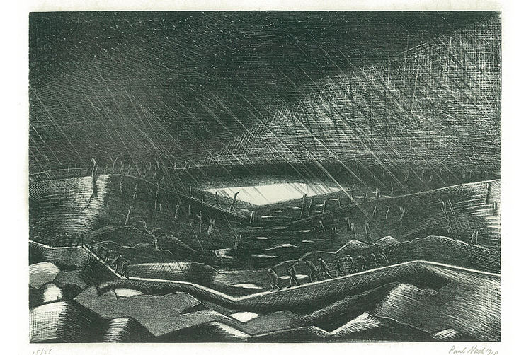 雨， 齐勒贝克湖 Rain, Lake Zillebeke (1918)，保罗·纳什