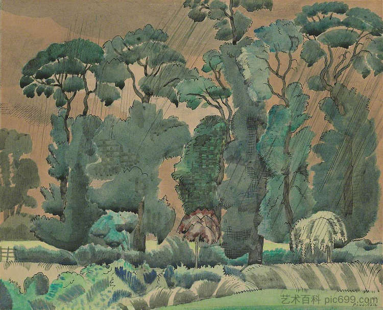 春天的风景 Spring Landscape (1914)，保罗·纳什