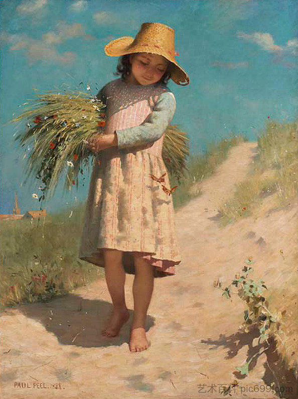 年轻的拾穗者 The Young Gleaner (1888)，保罗·皮尔