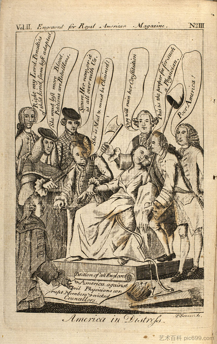 陷入困境的美国 America in Distress (1775)，保罗·列维尔