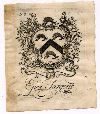 埃佩斯·萨金特书版 Epes Sargent Bookplate (1764)，保罗·列维尔