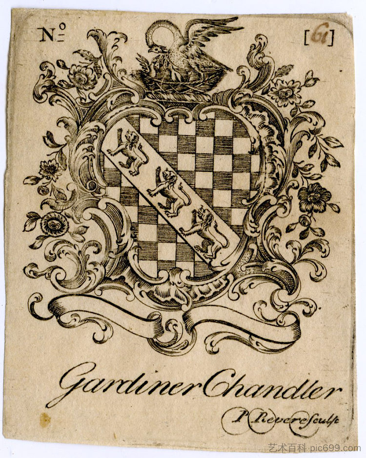 加德纳·钱德勒书版 Gardiner Chandler Bookplate (1760)，保罗·列维尔