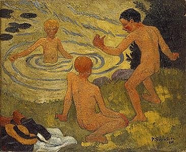 河岸上的男孩 Boys on a River Bank (1906; France  )，保罗·塞律西埃