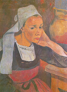 玛丽·拉加杜的肖像 Portrait of Marie Lagadu (1889; Pont-aven,France                     )，保罗·塞律西埃