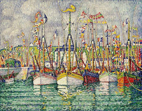 格鲁瓦金枪鱼船队的祝福 Blessing of the Tuna Fleet at Groix (1923)，保罗·西涅克