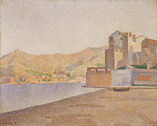 小镇海滩，科利尤尔 The Town Beach, Collioure (1887)，保罗·西涅克