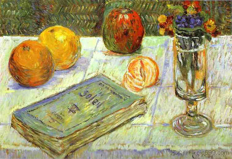 静物与书 Still Life with a Book (1883)，保罗·西涅克