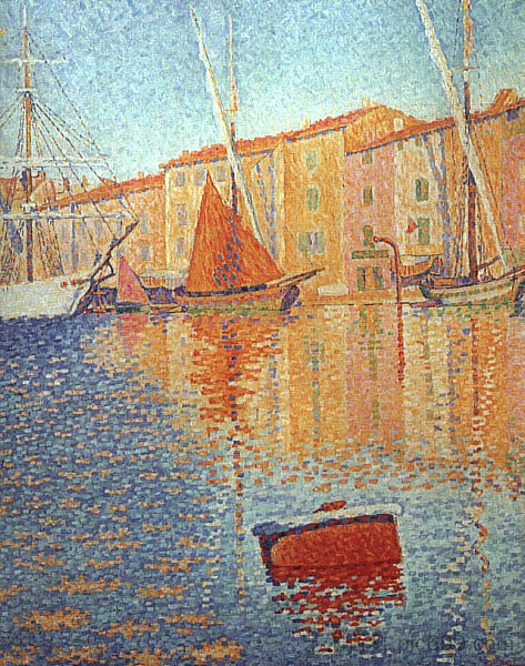 红色浮标，圣特罗佩 The Red Buoy, Saint Tropez (1895)，保罗·西涅克