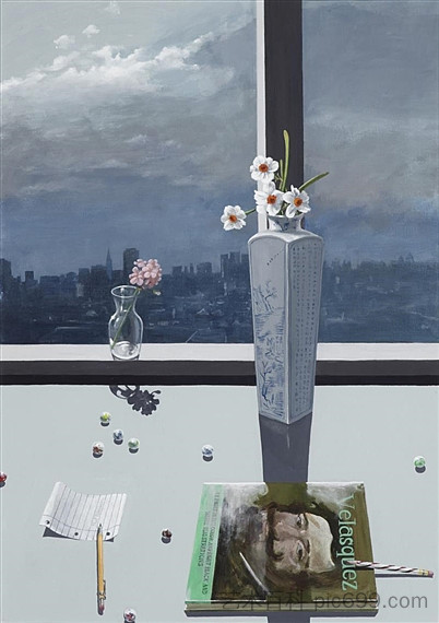 用艺术书研究花卉 Study of Flowers with Art Book (1984)，保罗·沃纳