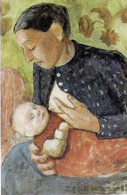 宝拉·莫德松-贝克尔的母乳喂养母亲 Breastfeeding mother of Paula Modersohn-Becker (1902)，保拉·莫德索恩·贝克尔