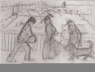 人物和他的狗在巴黎的一座桥上 Figures with his dog on a bridge in Paris (1906)，保拉·莫德索恩·贝克尔