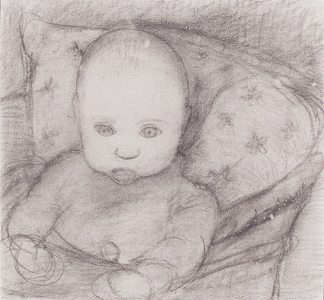 婴儿坐在座位上 Infant in seat (1902)，保拉·莫德索恩·贝克尔