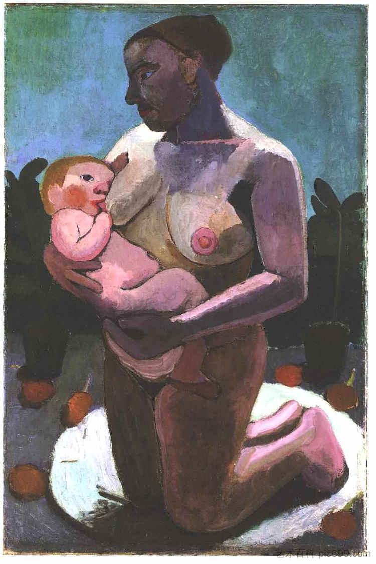 跪着喂奶的妈妈 Kneeling breast feeding mother,保拉·莫德索恩·贝克尔