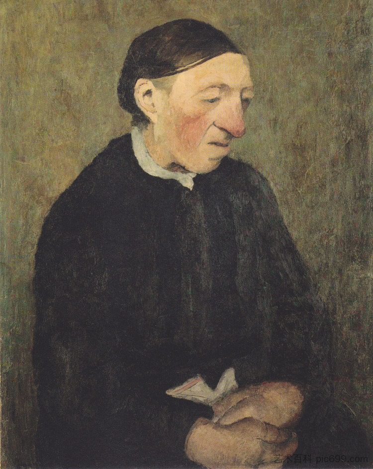 拿着手帕的老妇人 Old Woman with handkerchief (c.1903),保拉·莫德索恩·贝克尔