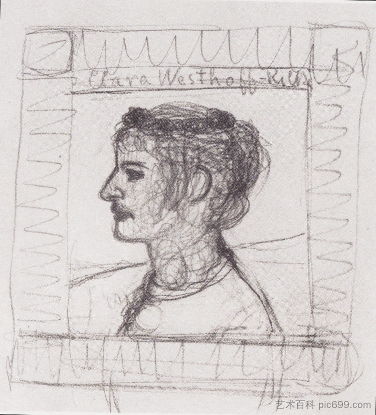 克拉拉·里尔克-韦斯特霍夫的肖像 Portrait of Clara Rilke-Westhoff (c.1902),保拉·莫德索恩·贝克尔