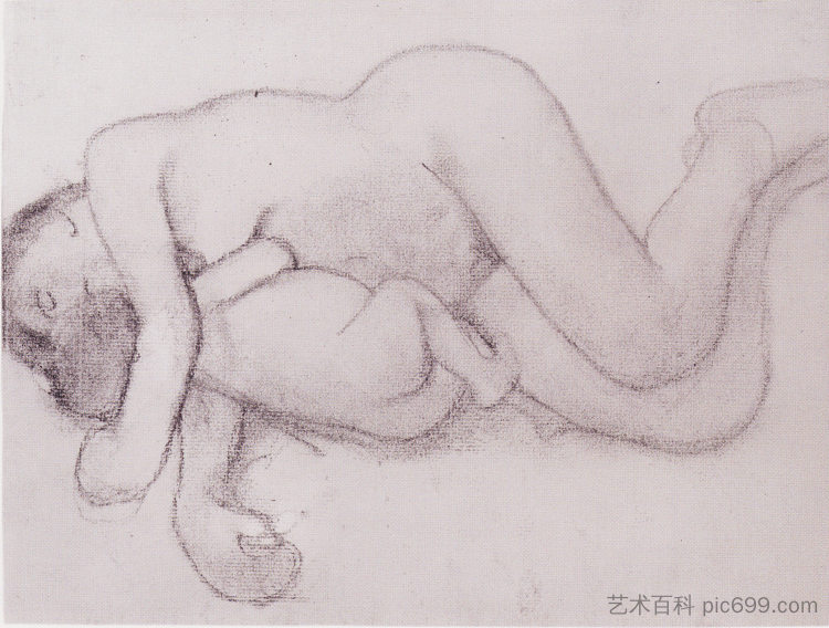 躺着的母亲和孩子 Reclining Mother and Child (1906),保拉·莫德索恩·贝克尔