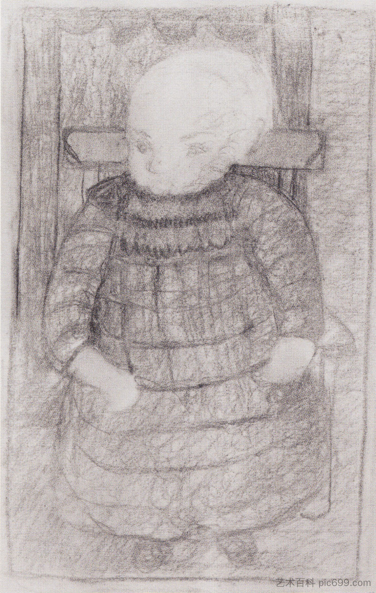 坐在扶手椅上的孩子 Seated child in an Armchair (1902)，保拉·莫德索恩·贝克尔