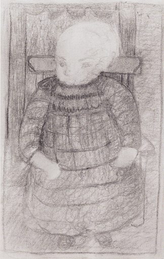 坐在扶手椅上的孩子 Seated child in an Armchair (1902)，保拉·莫德索恩·贝克尔