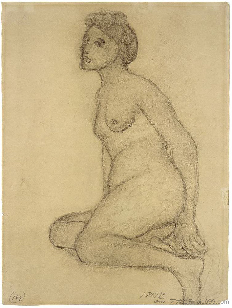 坐着的女性裸体 Seated Female Nude (1905)，保拉·莫德索恩·贝克尔