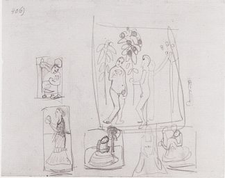 用六个人物构图素描 Sketch with six figure compositions (1906 – 1907)，保拉·莫德索恩·贝克尔