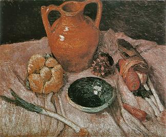 静物与黄色壶 Still life with yellow jug (c.1905)，保拉·莫德索恩·贝克尔
