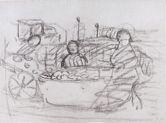 三个女人在市场摊位上 Three women at a market stall (1906)，保拉·莫德索恩·贝克尔