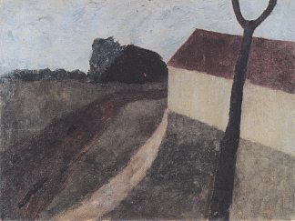暮光之城景观与房子和叉子 Twilight landscape with house and fork (c.1900)，保拉·莫德索恩·贝克尔
